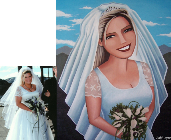 custom portrait painting of a bride
