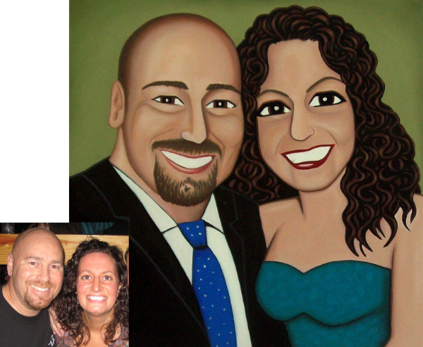 custom portrait painting of a married couple