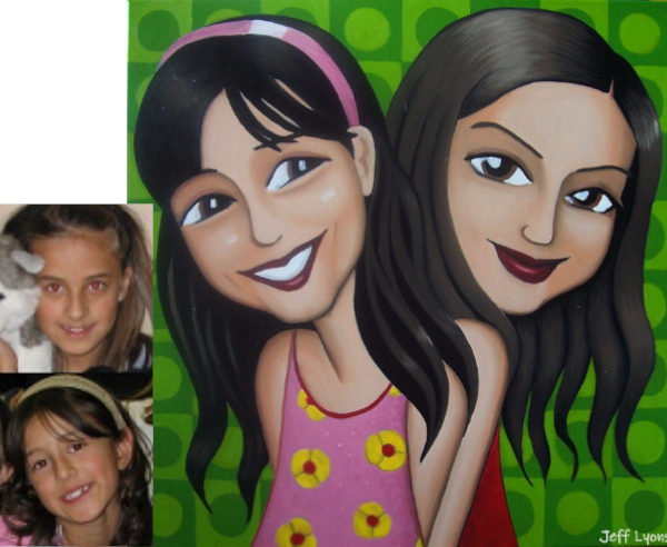 custom portrait oil painting of sisters