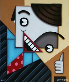 Whimsical abstract male portrait painting
