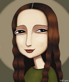 Contemporary, playful Mona Lisa illustration painting