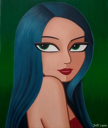 Original abstract modern art portrait painting of a woman