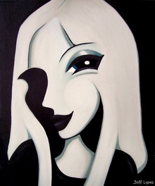 black and white woman painting