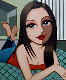 Painted illustration of a brunette woman