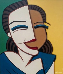 Abstract portraiture painting of a woman